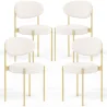 Buy Pack of 4 - Dining Chair - Upholstered in Bouclé Fabric - Golden Metal - Margot White 61006