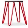 Buy Hairpin Stool - 43cm - Dark wood and metal Red 58384