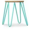 Buy Hairpin Stool - 42cm - Light wood and metal Pastel green 61217