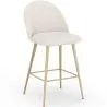 Buy Stool Upholstered in Bouclé Fabric - Scandinavian Design - 66cm - Evelyne White 61285