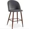 Buy Velvet Upholstered Stool - Scandinavian Design - 66cm - Evelyne Dark grey 61287