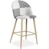 Patchwork Upholstered Stool - Scandinavian Style - Black and White - 66cm -  Evelyne image 9