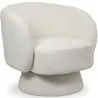 Buy Armchair Upholstered in Bouclé Fabric - Curved Design - Dresa White 61304
