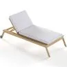 Buy Teak Wood Sun Lounger with Cushion - Steela Natural 61329