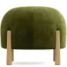 Buy Round Corduroy Upholstered Pouf with Natural Wood Legs - Marrakesh Olive 61450
