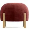 Buy Round Corduroy Upholstered Pouf with Natural Wood Legs - Marrakesh Wine 61450