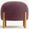 Round Corduroy Upholstered Pouf with Natural Wood Legs - Marrakesh image 9
