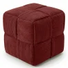 Buy Square Corduroy Upholstered Pouf - Modern Design - Cube Wine 61451
