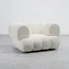 Buy Bouclé Fabric Upholstered Armchair - Modern Style - Curved Teddy White 61489