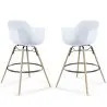 Buy Bar Stool - Scandinavian Design - Wooden Legs - Pack of 2 - Nordika White 61562