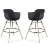 Buy Bar Stool - Scandinavian Design - Wooden Legs - Pack of 2 - Nordika Black 61562
