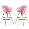 Buy Bar Stool - Scandinavian Design - Wooden Legs - Pack of 2 - Nordika Pink 61562