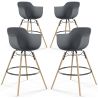 Pack of 4 Bar Stools Scandinavian Design - Wooden Legs - Nordika image 9