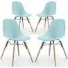 Buy Dining Chair - Scandinavian Design - Wooden Legs - Pack of 4 - Skögur Pastel blue 61566