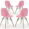 Buy Dining Chair - Scandinavian Design - Wooden Legs - Pack of 4 - Skögur Pink 61566