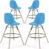 Pack of 4 Bar Stools - Scandinavian Design - Wooden Legs - Skögur image 9