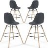 Pack of 4 Bar Stools - Scandinavian Design - Wooden Legs - Skögur image 9