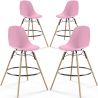 Pack of 4 Bar Stools - Scandinavian Design - Wooden Legs - Skögur image 9