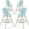 Buy Bar Stool - Scandinavian Design - Wooden Legs - Pack of 4 - Skögur Pastel blue 61567