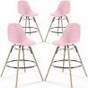 Pack of 4 Bar Stools - Scandinavian Design - Wooden Legs - Skögur image 9