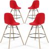 Pack of 4 Bar Stools - Scandinavian Design - Wooden Legs - Skögur image 9