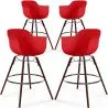 Buy Bar Stools - Scandinavian Design - Dark Wood Legs - Pack of 4 - Nordika Red 61574