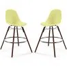 Buy Bar Stools - Scandinavian Design - Dark Wood Legs - Pack of 2 - Skögur Pastel yellow 61579