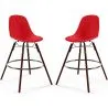 Buy Bar Stools - Scandinavian Design - Dark Wood Legs - Pack of 2 - Skögur Red 61579