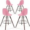 Buy Dining Stools - Scandinavian Design - Dark Wood Legs - Pack of 4 - Skögur Pink 61580
