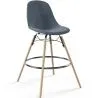 Buy Velvet Bar Stool - Scandinavian Design and Wooden Legs - Skögur Dark grey 61596