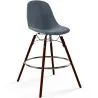 Buy Velvet Bar Stool - Scandinavian Design and Dark Wood Legs - Skögur Dark grey 61598