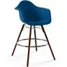 Buy Velvet Bar Stool - Scandinavian Design and Dark Wood Legs - Nordika Dark blue 61599