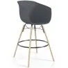 Buy Bar Stool - Scandinavian Design - Natural Wood Legs - Melania Dark grey 61732
