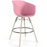 Buy Bar Stool - Scandinavian Design - Natural Wood Legs - Melania Pink 61732