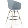 Buy Bar Stool - Scandinavian Design - Natural Wood Legs - Melania Light grey 61732