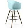 Buy Bar Stool - Scandinavian Design - Dark Wood Legs - Pirela Pastel blue 61733