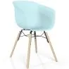 Buy Dining Chair - Scandinavian Design - Natural Wood Legs - Polin Pastel blue 61734