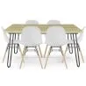 Buy Set Table Hairpin (90x150 cm) + 6 Dining Chairs Nordic Skögur  White 61752
