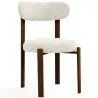 Buy Dining chair upholstered in Chenille – Dark wood-effect legs – Ergonomic and modern design – Okare Ivory 61787