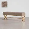 Buy Bench Upholstered In Velvet Fabric With Golden Metal Frame - Vovi Taupe 61764