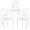 Pack of 3 Dining Chairs - Transparent - Design with Armrests - Louis XIV image 9