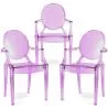 Pack of 3 Dining Chairs - Transparent - Design with Armrests - Louis XIV image 9