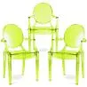 Pack of 3 Dining Chairs - Transparent - Design with Armrests - Louis XIV image 9