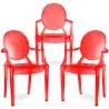 Pack of 3 Dining Chairs - Transparent - Design with Armrests - Louis XIV image 9