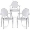 Buy Pack of 3 Dining Chairs - Transparent - Design with Armrests - Louis XIV Grey transparent 61826