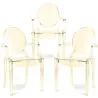Pack of 3 Dining Chairs - Transparent - Design with Armrests - Louis XIV image 9