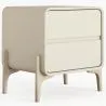 Modern Scandi nightstand covered in faux leather with 2 drawers and natural wood legs - Bennis image 9