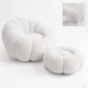Buy Armchair with Ottoman Upholstered – Soft Fabric – Rubi Cream 61837