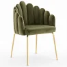 Buy Dining Chair Shell Glam design in Velvet - Golden Legs - Shell Olive 61593