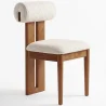 Buy Chair Chenille Upholstered - Dark Natural Rubber Wood Frame - Ventor Beige 61875